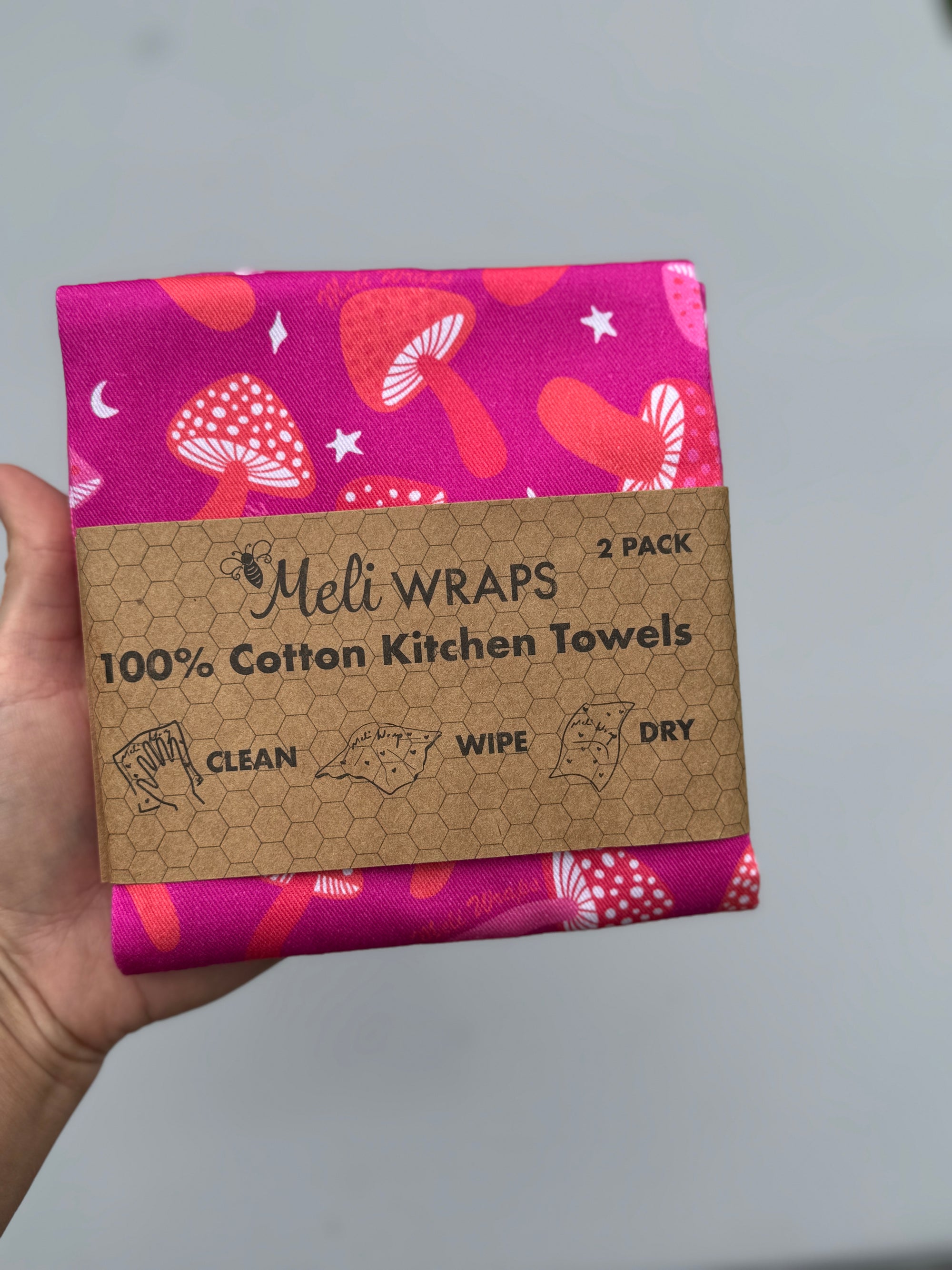Mushroom Kitchen Towel Set of 2 100% Cotton