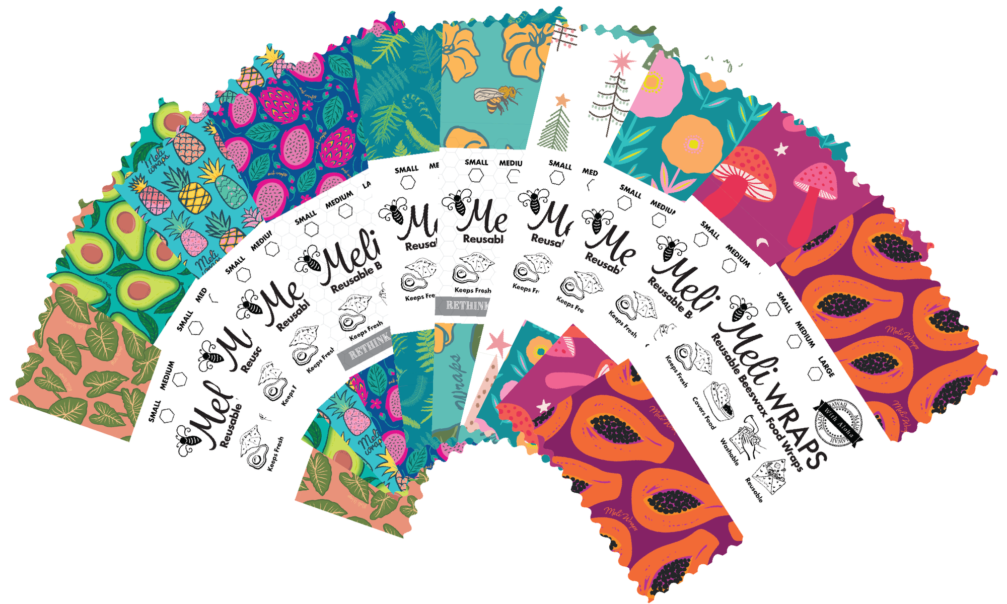 Beeswax Food Wrap Bulk Gift Packs - Ten Pack of Smalls
