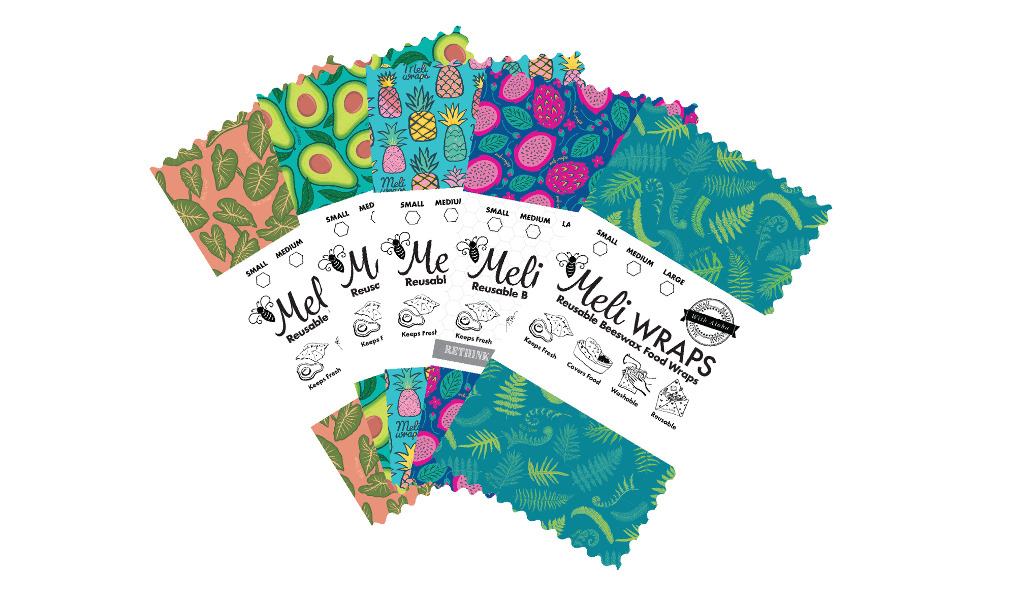 Beeswax Food Wrap Bulk Gift Packs - Five Pack of Smalls