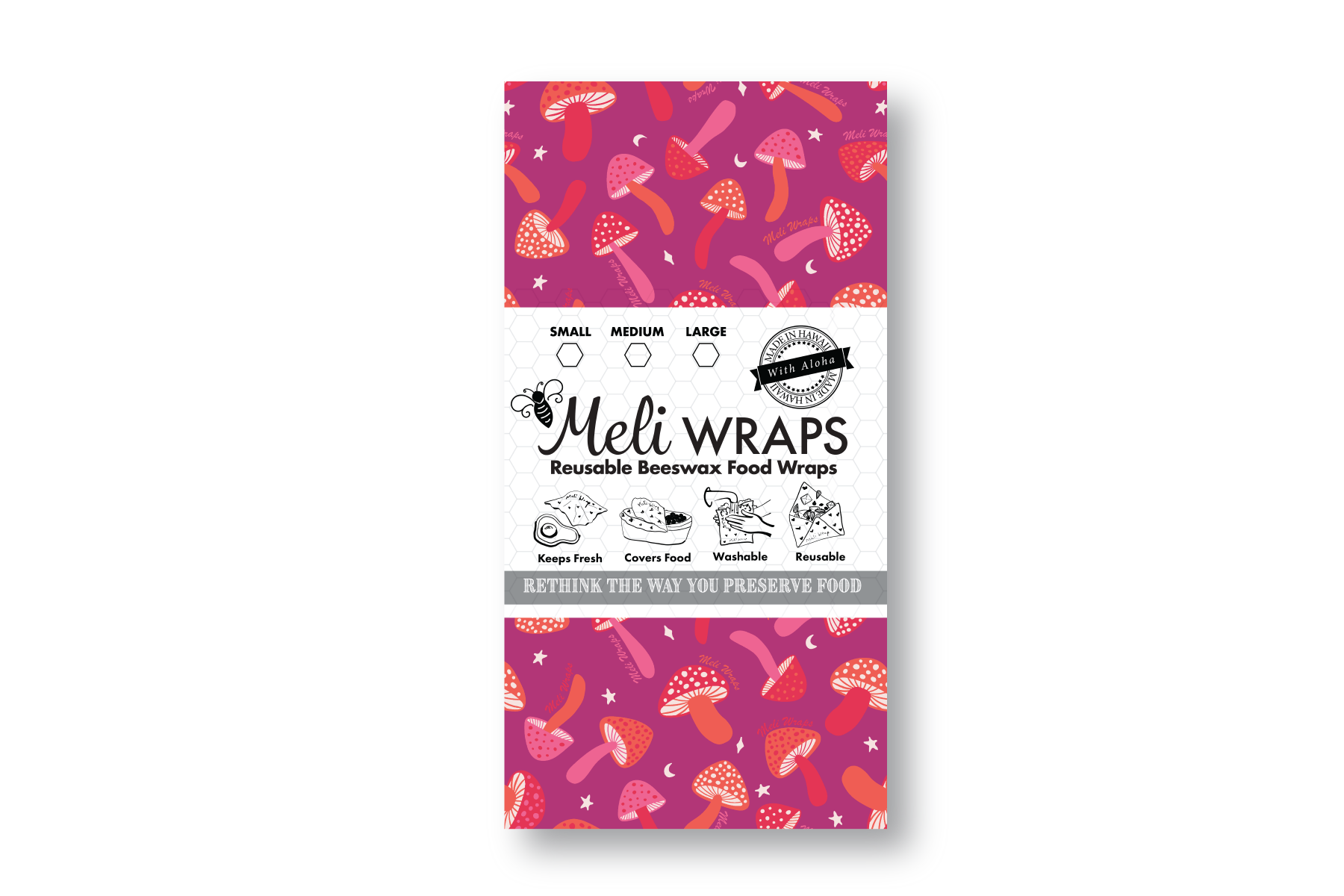 Beeswax Food Wrap - Purple Mushroom Print