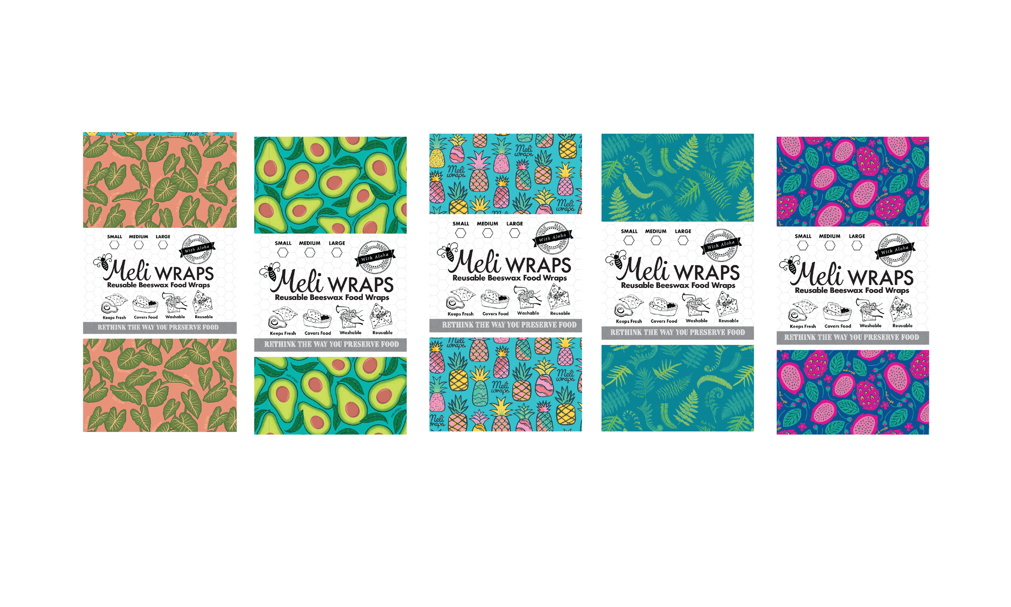 Beeswax Food Wrap Bulk Gift Packs - Five Pack of 3-Packs