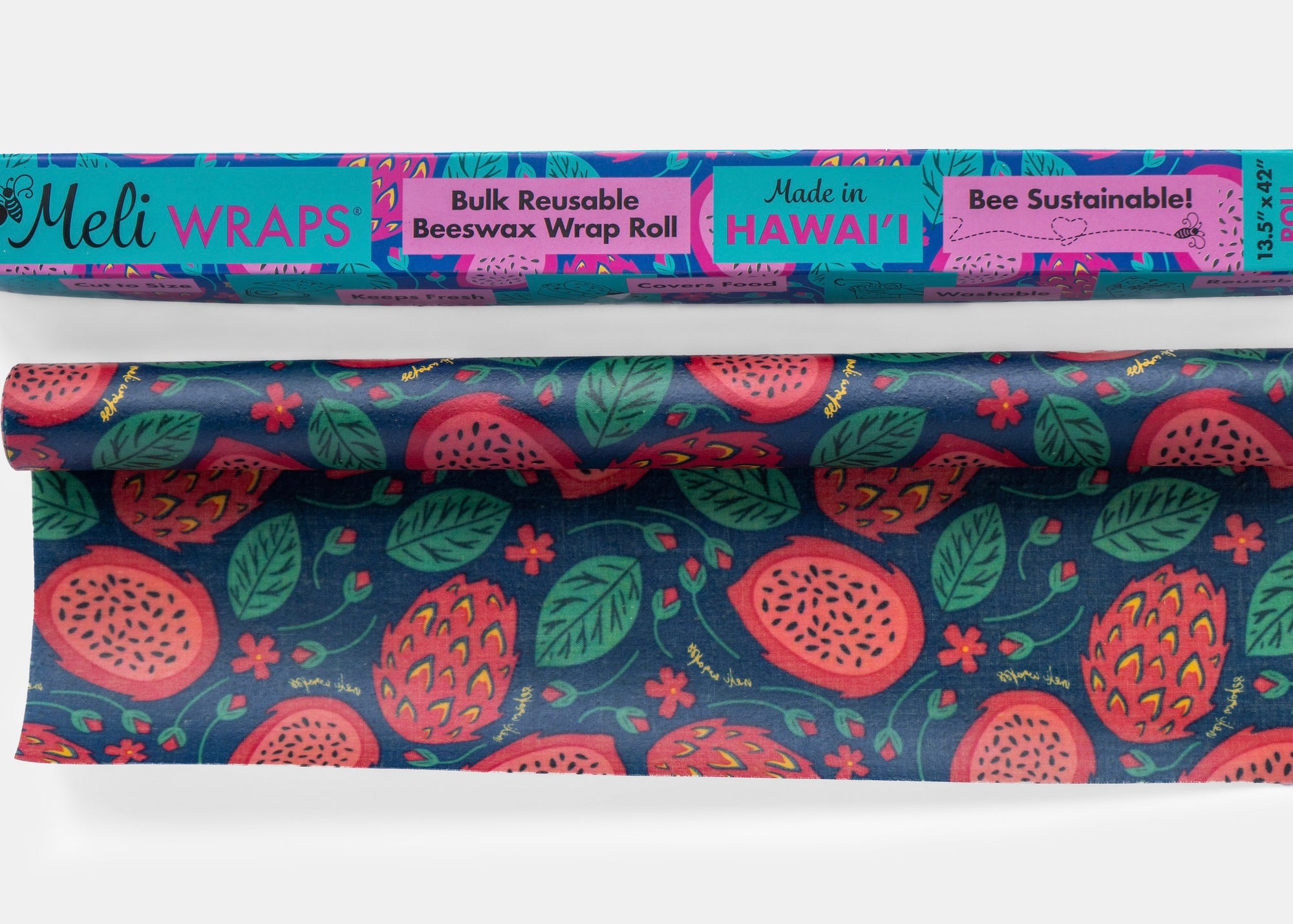 Beeswax Wrap Bulk Roll - Dragonfruit Print