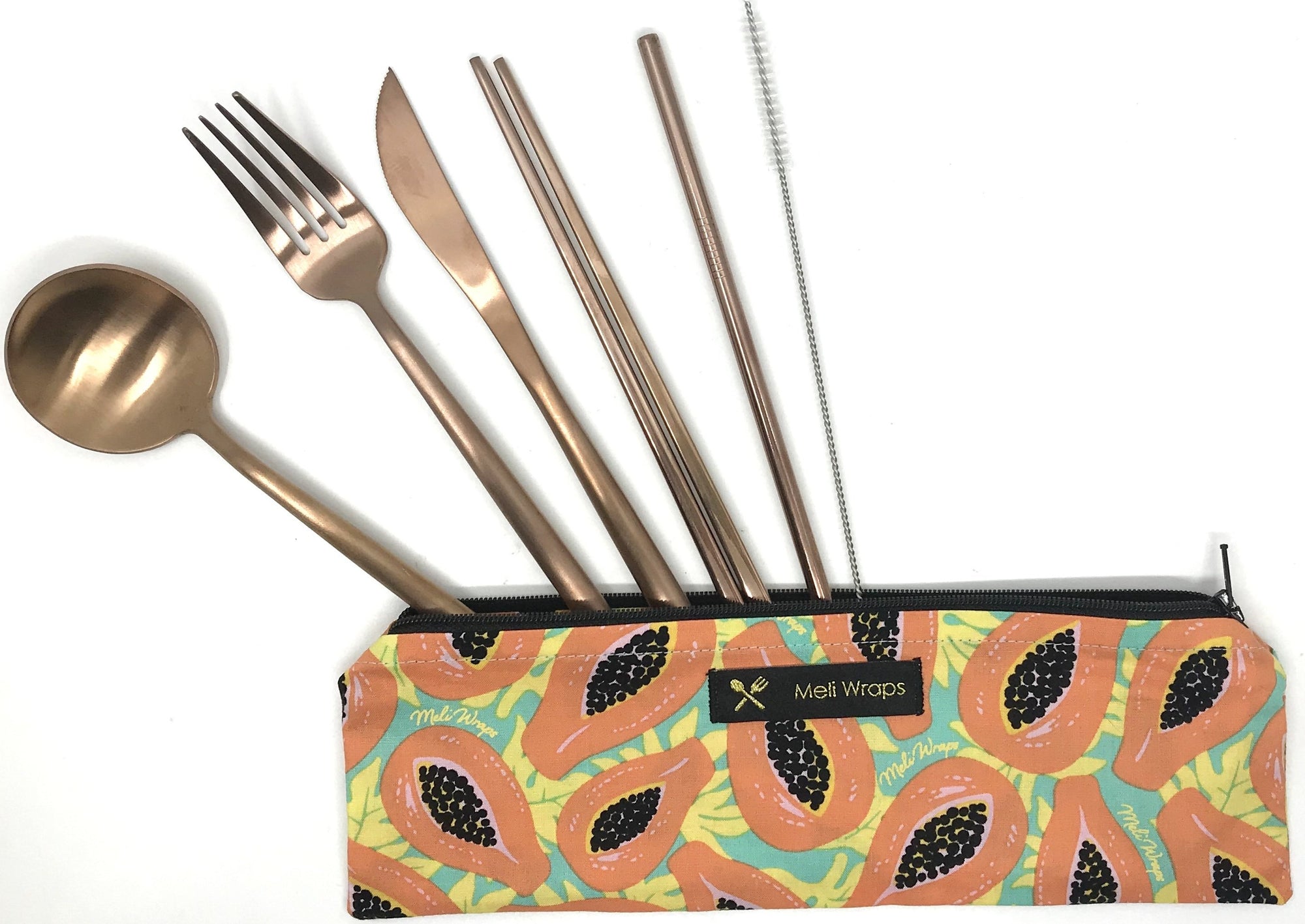 Meli Wraps Travel Eco Pack BUNDLE - 2 Tropical Papaya Travel Cutlery Sets