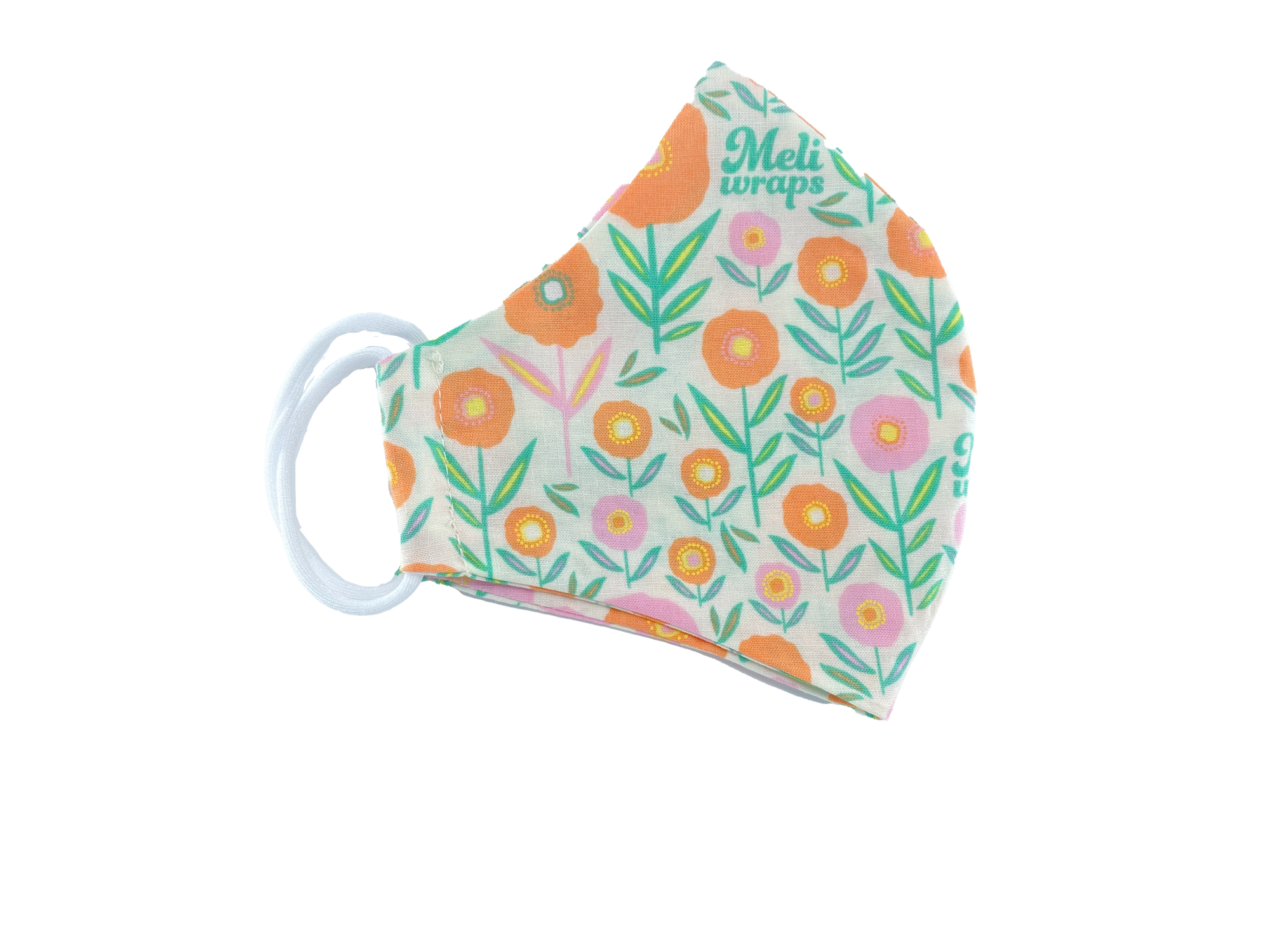 Meli Wraps 100% GOTS Organic Cotton Face Mask - Light Bloom