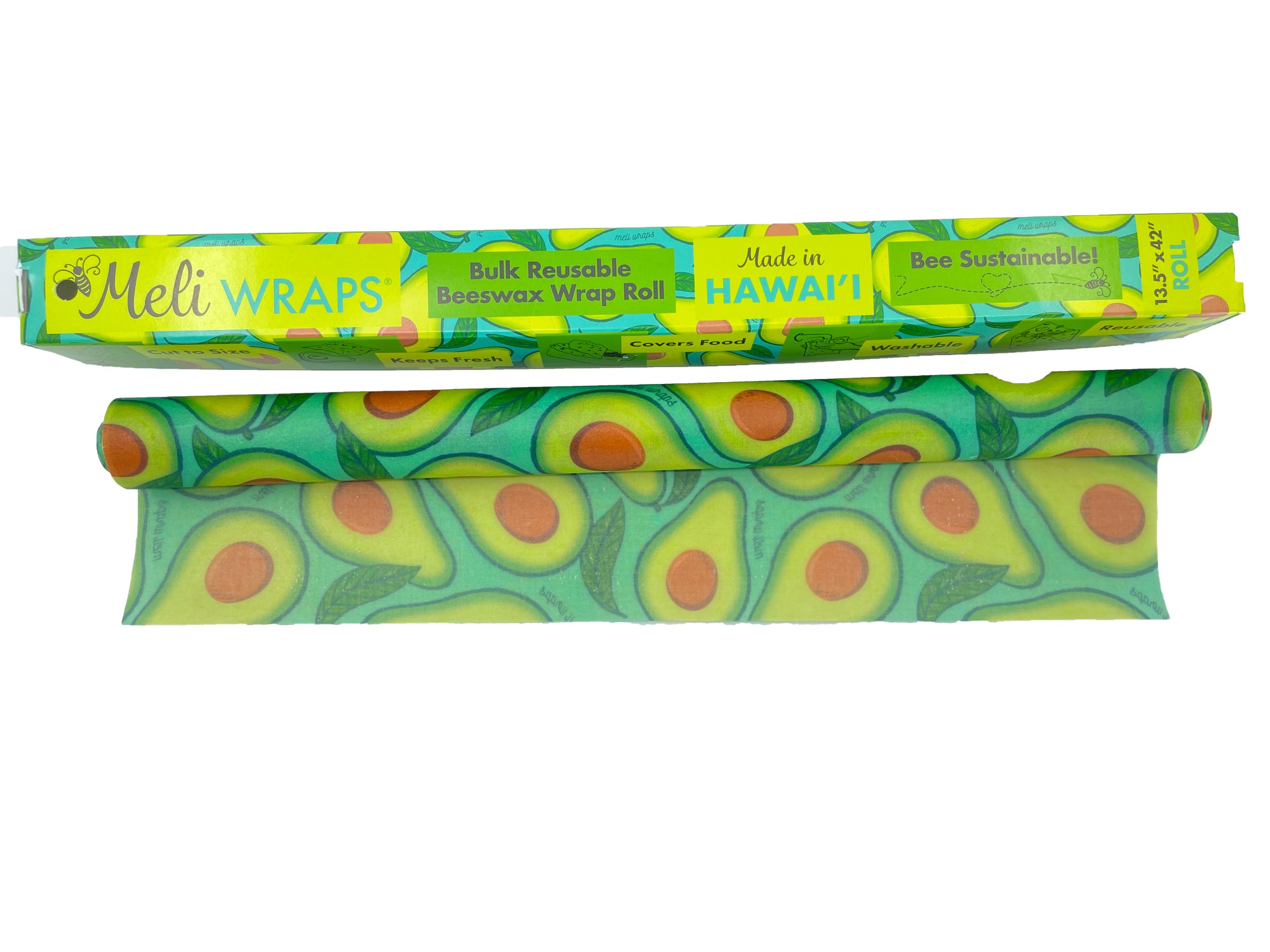 Beeswax Wrap Bulk Roll - Avocado Print