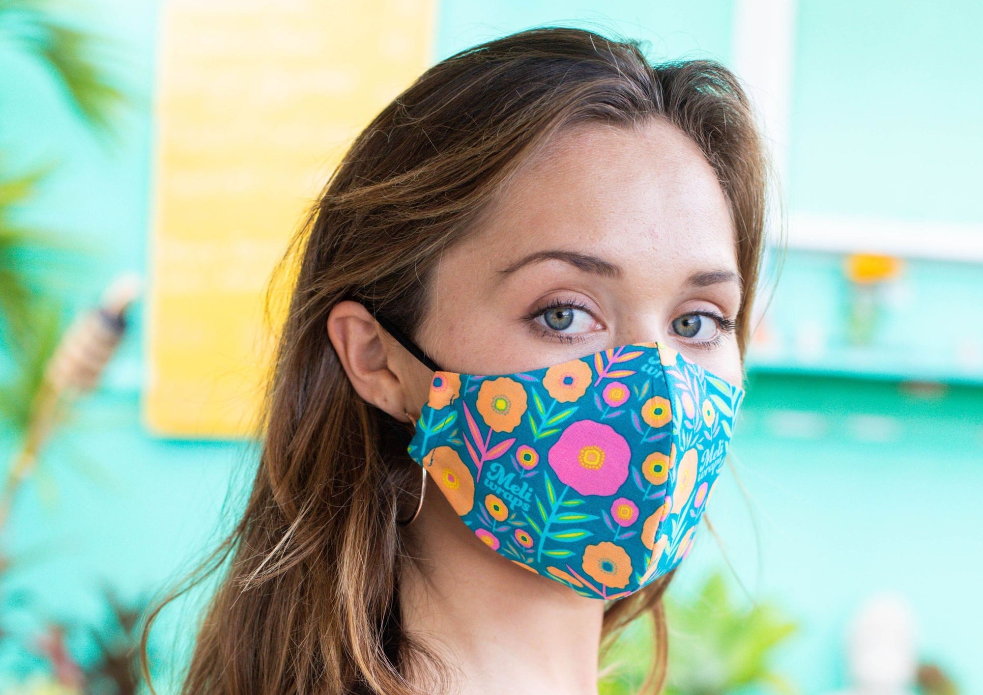 Meli Wraps 100% GOTS Organic Cotton Face Mask - Dark Bloom