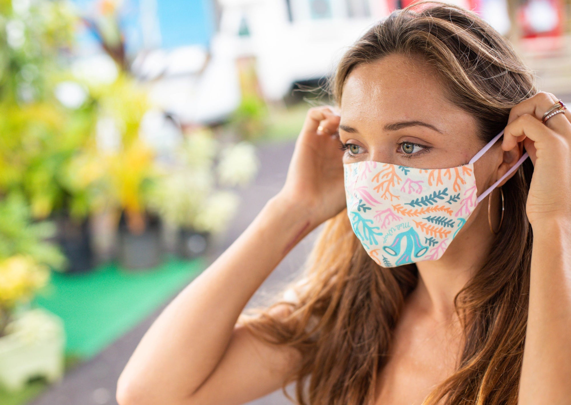 Meli Wraps 100% GOTS Organic Cotton Face Mask - Reef Print