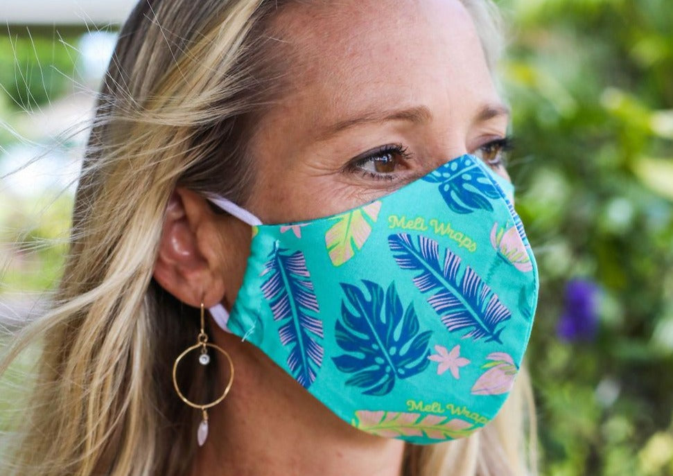 Meli Wraps 100% GOTS Organic Cotton Face Mask - Lau Print