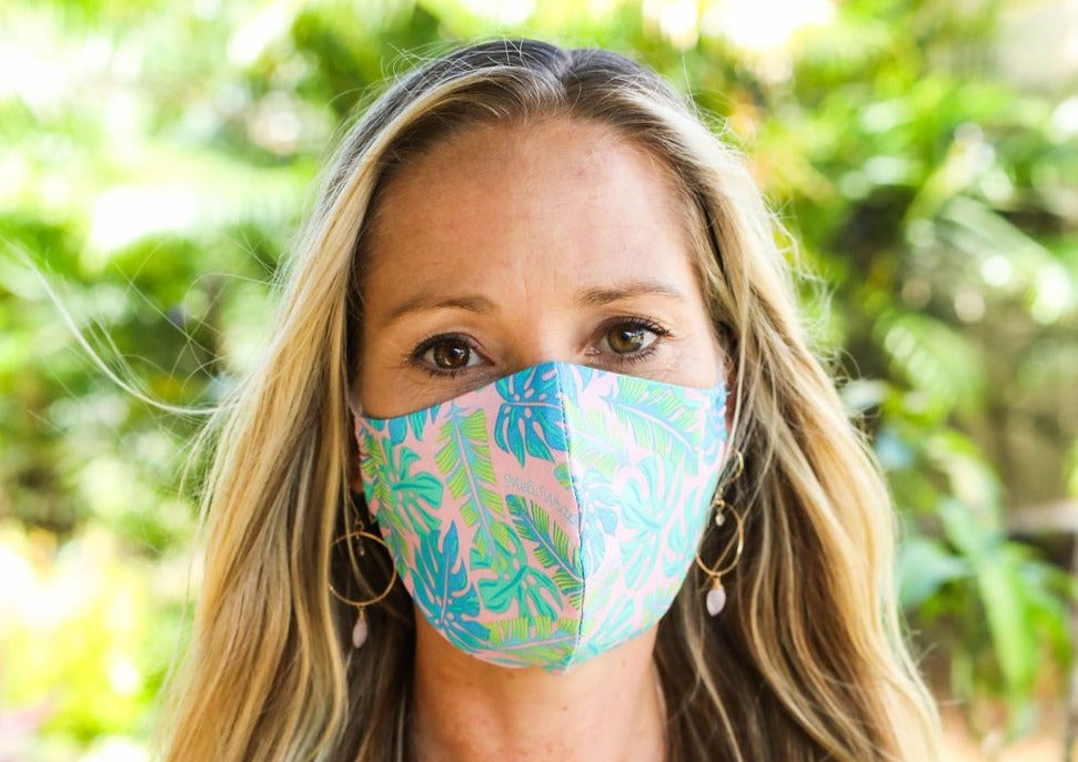 Meli Wraps 100% GOTS Organic Cotton Large Face Mask - Kahanu Print