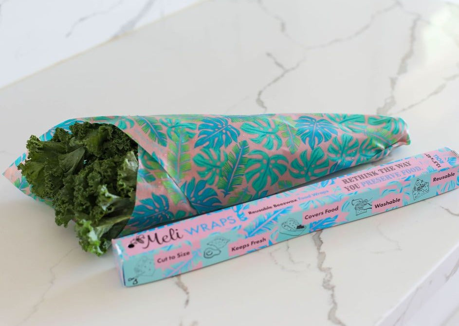 Meli Wraps Beeswax Wraps photo of a bulk roll of beeswax wraps in kahanu print