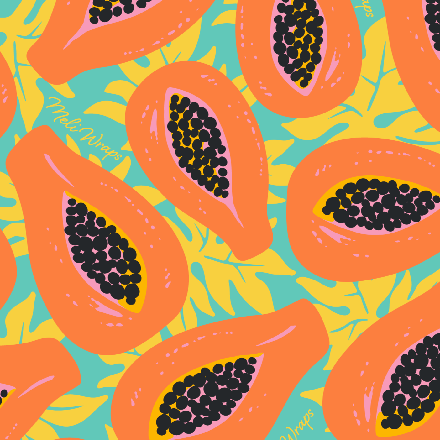 Beeswax Food Wrap - Tropical Papaya Print