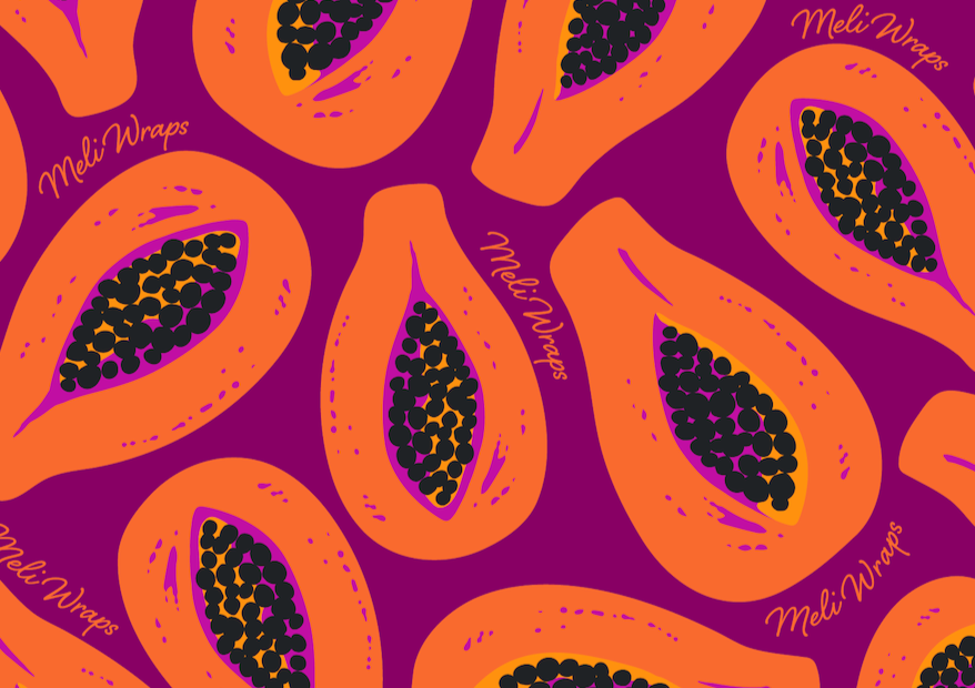 Beeswax Wrap Bulk Roll - Purple Papaya Print