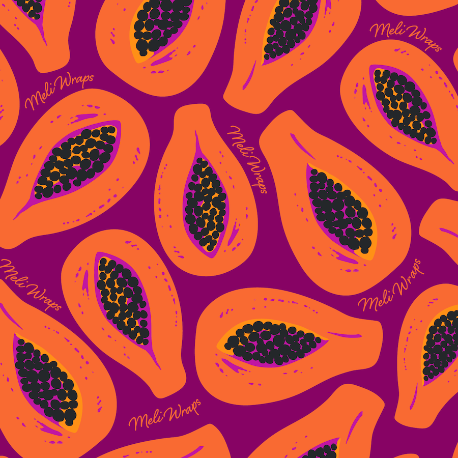 Beeswax Food Wrap - Purple Papaya Print