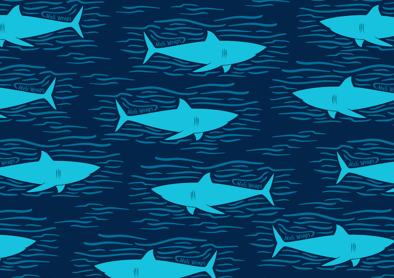 Beeswax Food Wrap - Sharky Shark Print