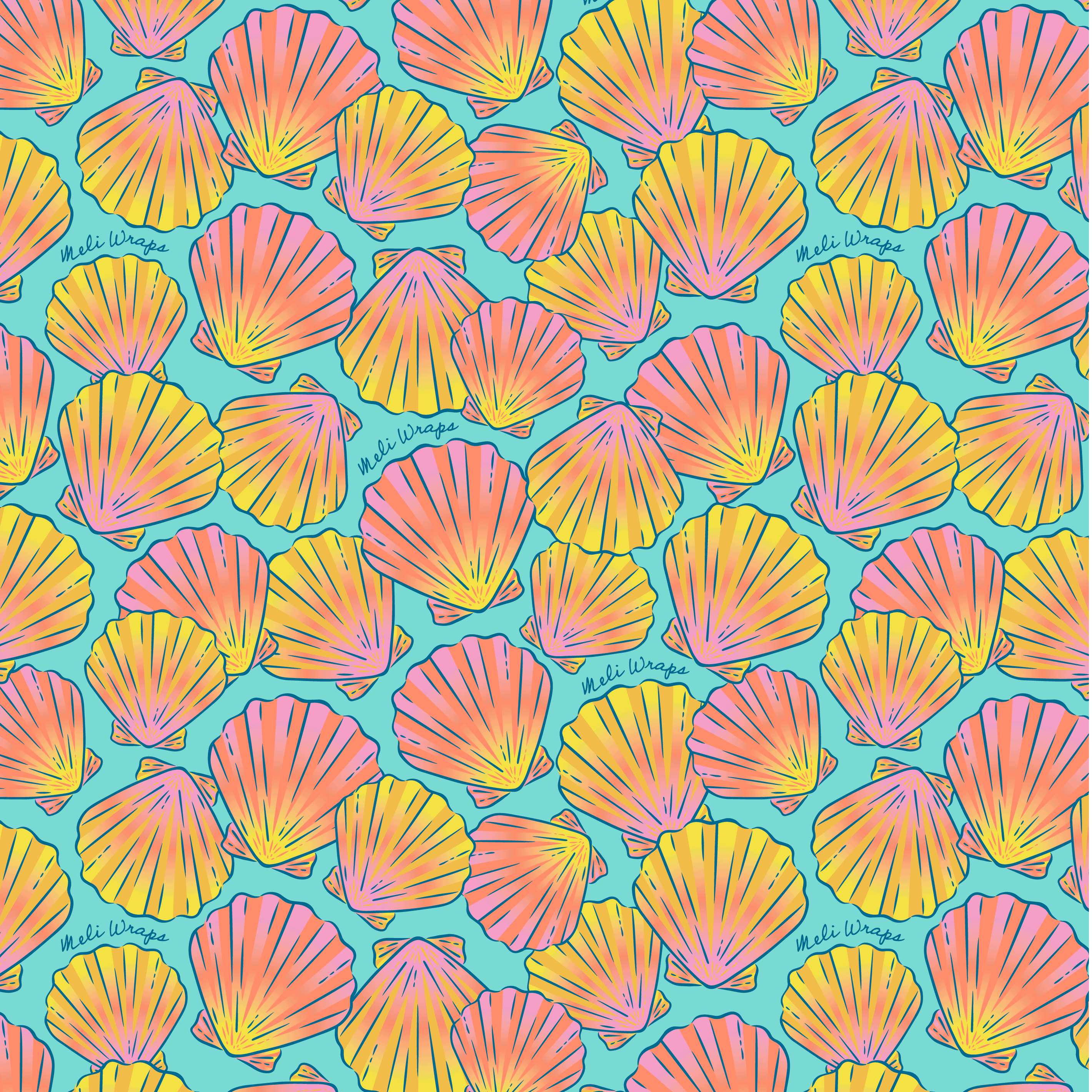 Beeswax Wrap Bulk Roll - Shells Print - Meli Wraps