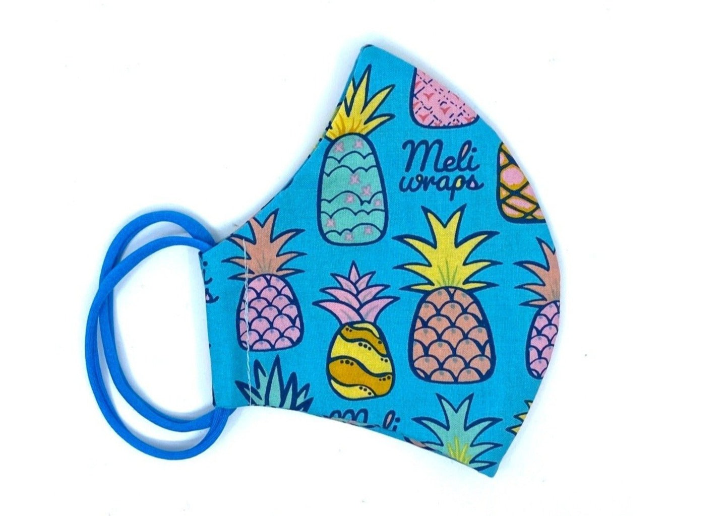 Meli Wraps 100% GOTS Organic Cotton Large Face Mask - Pineapple print