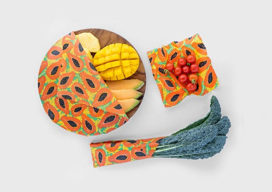 Beeswax Food Wrap - Tropical Papaya Print