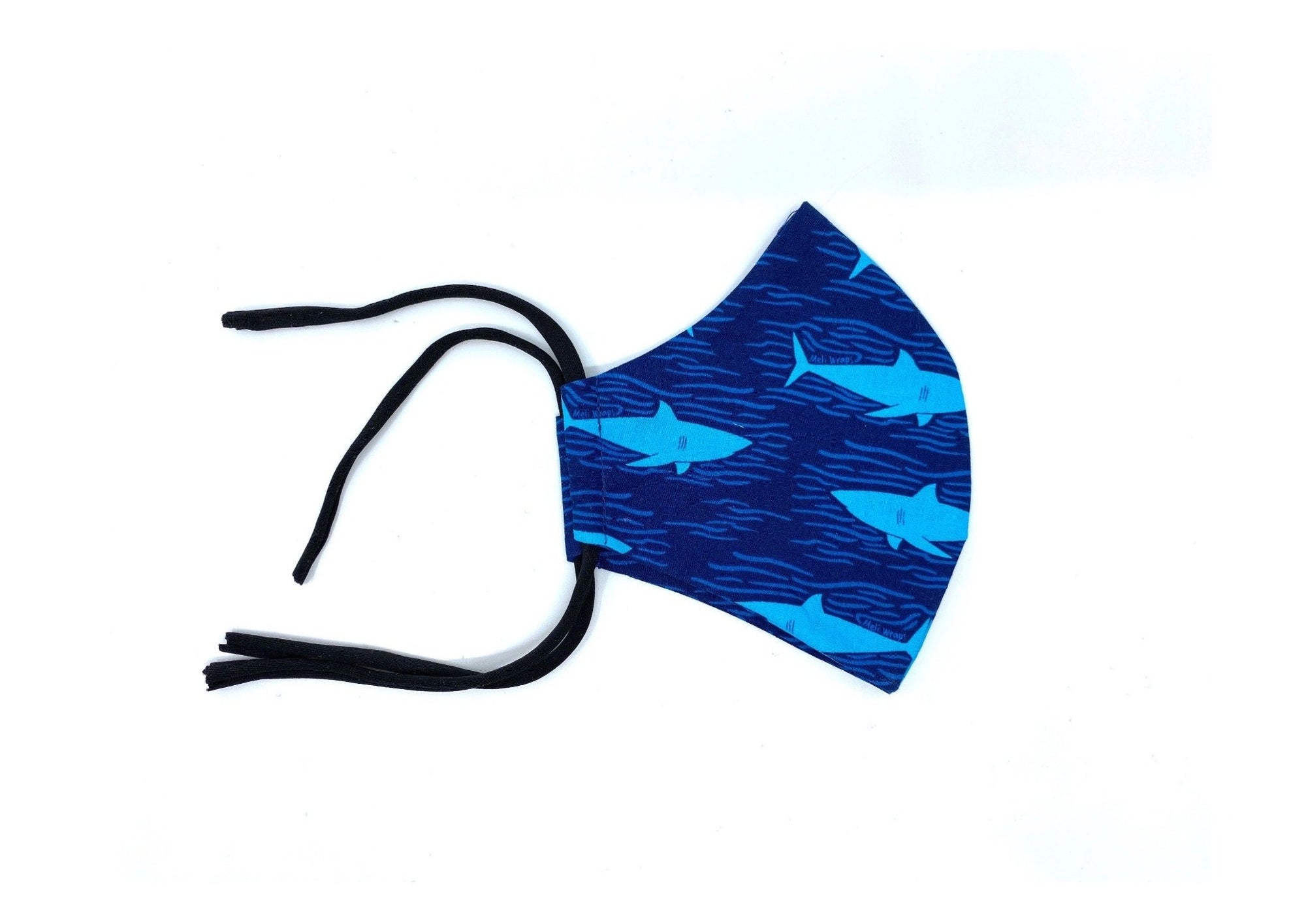 Meli Wraps 100% GOTS Organic Cotton Face Mask - Shark Print