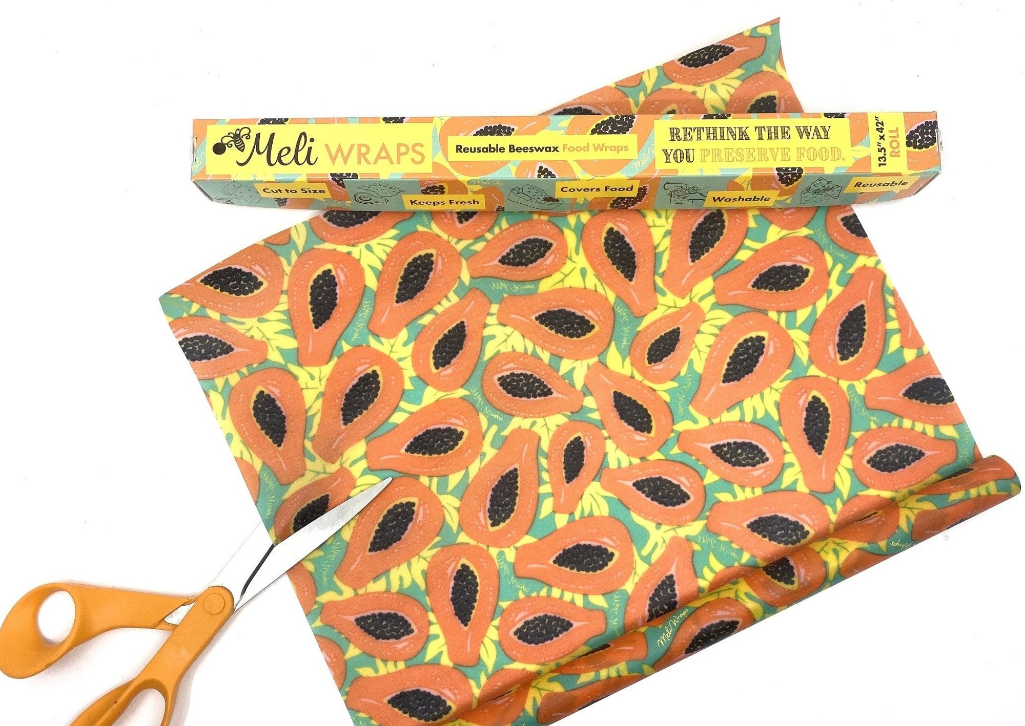 Beeswax Food Wrap - Tropical Papaya Print