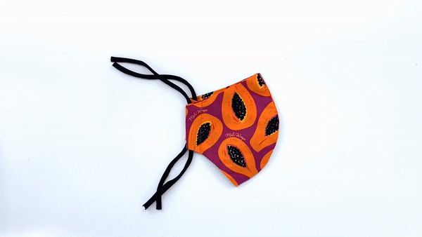 Meli Wraps 100% GOTS Organic Cotton Face Mask - Purple Papaya Print
